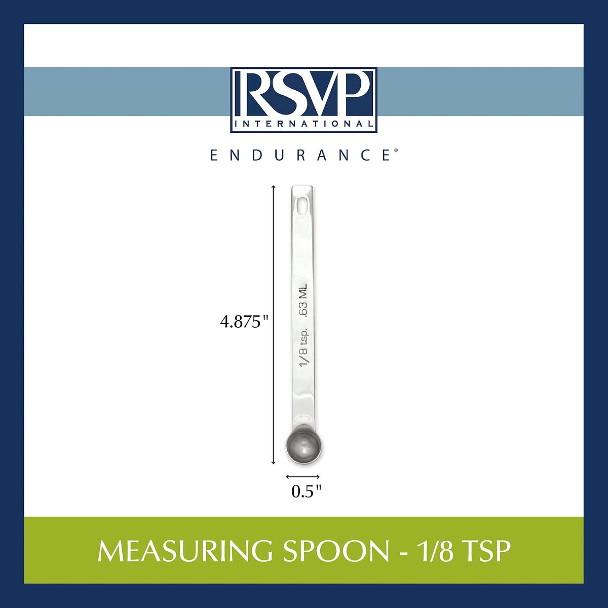 Endurance Kitchen Collection Open Stock Measuring Spoon, Stainless Steel, Dishwasher Safe, 0.5-Teaspoon