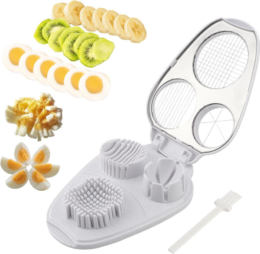 Egg Slicer for Hard Boiled Eggs 3 In 1, 3 Slicing Modes Eggs Dicer, Stainless Steel Egg Cutter, Kitchen Chopper Tool for Egg, Butter, Strawberry, Tomato, Mushroom, and Grape, Dishwasher Safe