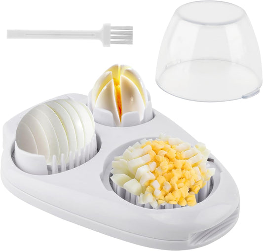 Egg Slicer for Hard Boiled Eggs 3 In 1, 3 Slicing Modes Eggs Dicer, Stainless Steel Egg Cutter, Kitchen Chopper Tool for Egg, Butter, Strawberry, Tomato, Mushroom, and Grape, Dishwasher Safe