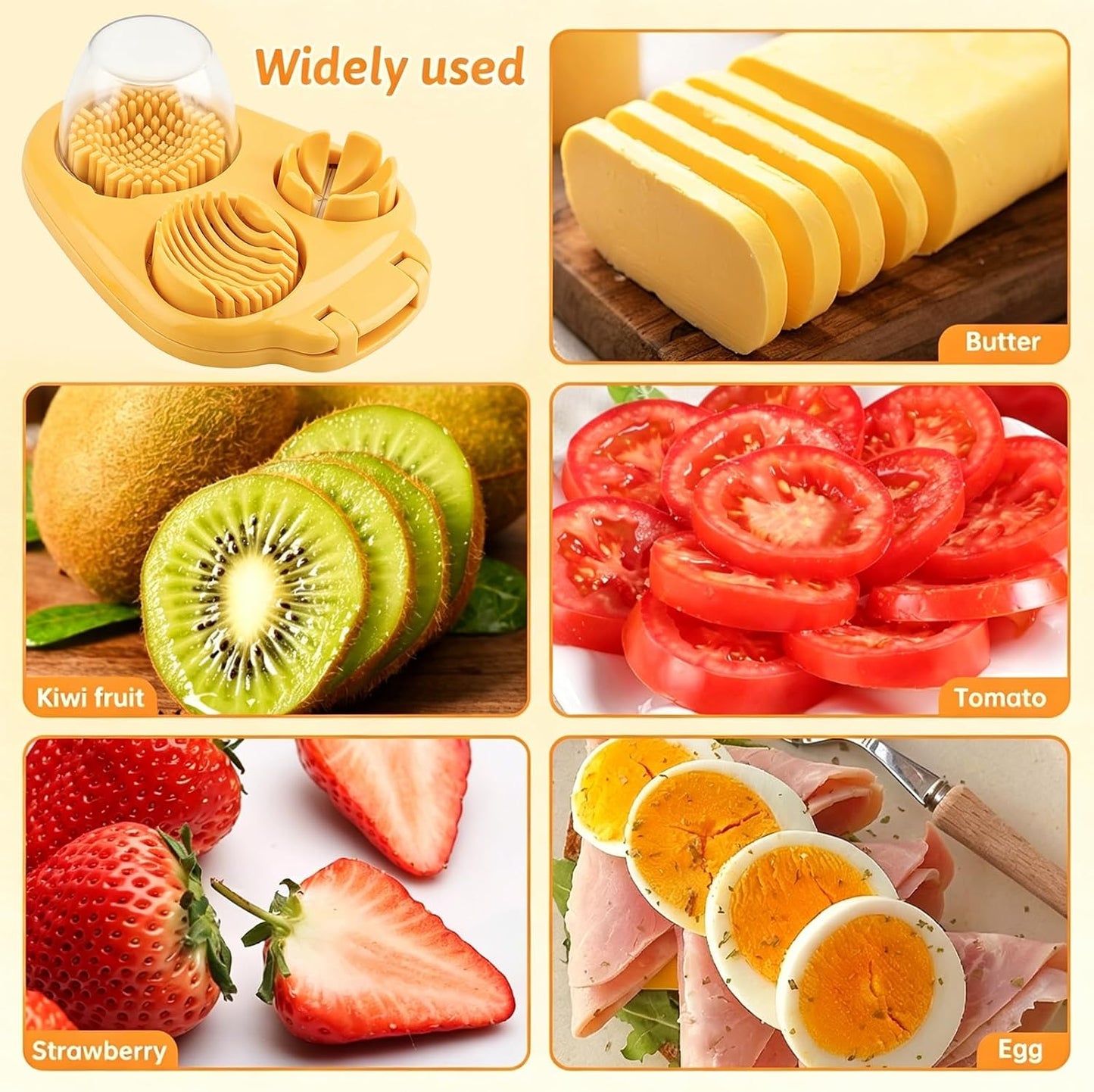 Egg Slicer for Hard Boiled Eggs 3 In 1, 3 Slicing Modes Eggs Dicer, Stainless Steel Egg Cutter, Kitchen Chopper Tool for Egg, Butter, Strawberry, Tomato, Mushroom, and Grape, Dishwasher Safe