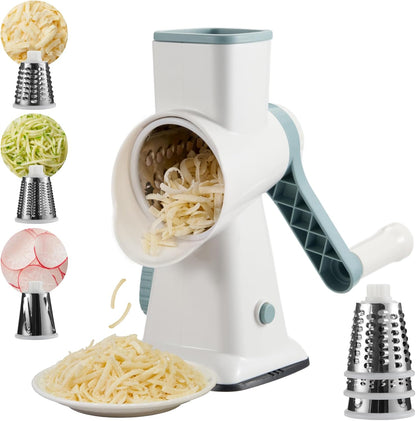 Rotary Cheese Grater Hand Crank, 5 blades Cheese shredder, Stronger Suction, Easy to Clean for Fruit, Vegetables, Nuts, Black