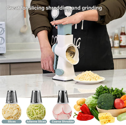 Rotary Cheese Grater Hand Crank, 5 blades Cheese shredder, Stronger Suction, Easy to Clean for Fruit, Vegetables, Nuts, Black