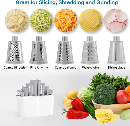 Rotary Cheese Grater Hand Crank, 5 blades Cheese shredder, Stronger Suction, Easy to Clean for Fruit, Vegetables, Nuts, Black