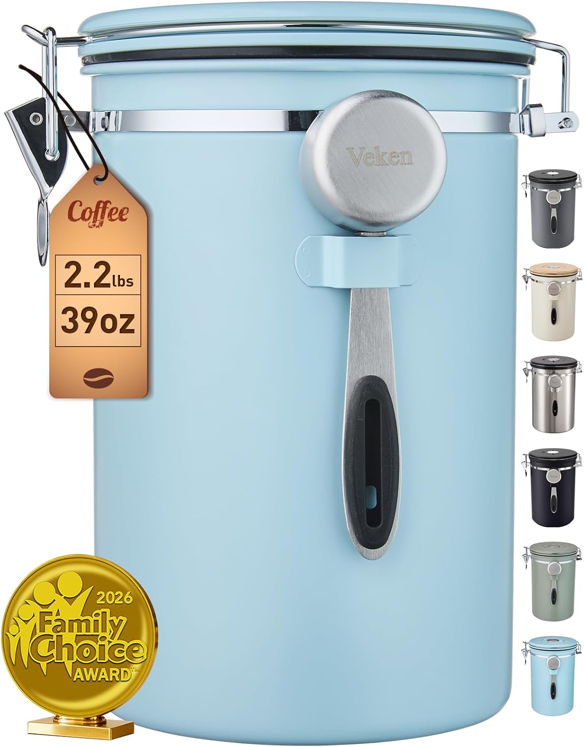 Coffee Canister, Airtight Stainless Steel Kitchen Food Storage Container with Date Tracker and Scoop for Beans, Grounds, Tea, Flour, Cereal, Sugar, Cookie, 16OZ, Cream