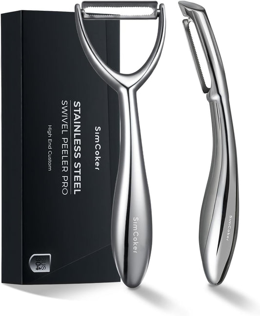 Vegetable Peeler Set, Ultra Sharp Stainless Steel Y Peeler & I Peeler for Potatoes, Fruits and Vegetables, Serrated Blade Kitchen Peeler with Ergonomic Handle