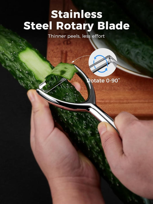 Vegetable Peeler Set, Ultra Sharp Stainless Steel Y Peeler & I Peeler for Potatoes, Fruits and Vegetables, Serrated Blade Kitchen Peeler with Ergonomic Handle
