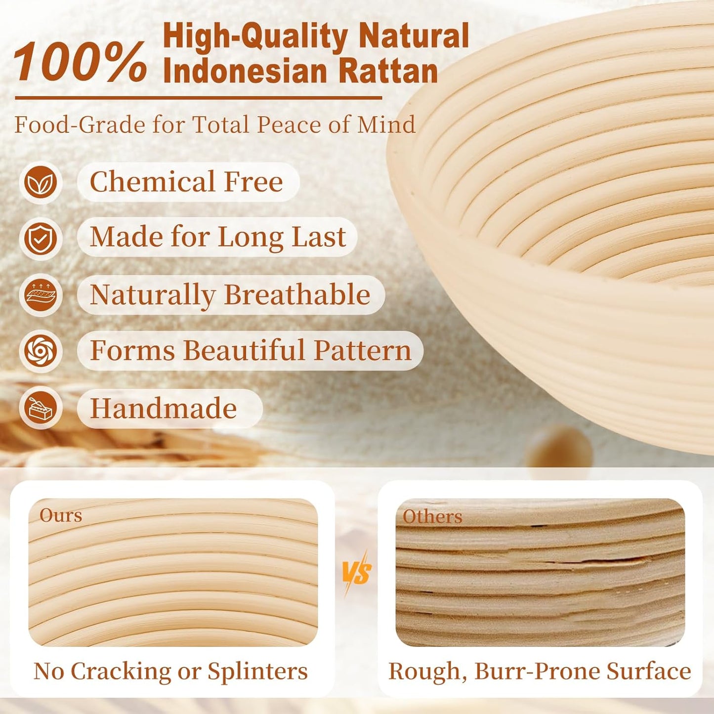 9" Sourdough Starter Kit with Round Banneton Bread Proofing Basket | with Liner, 24 oz Starter Jar, Bread Lame, Dough Whisk & Sourdough Baking Supplies