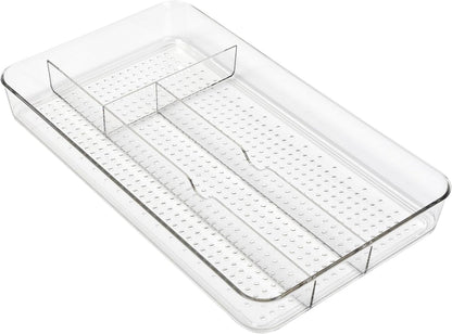 Small Utensil Silverware Kitchen Drawer Organizer, Black | Keeps forks, spoons and flatware neatly separated, Compact fit for shallow drawers, Great for RVs, campers or everyday use