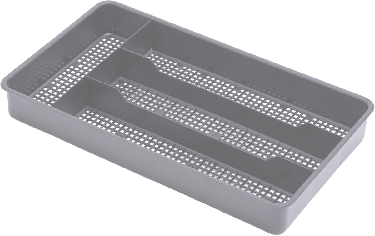 Small Utensil Silverware Kitchen Drawer Organizer, Black | Keeps forks, spoons and flatware neatly separated, Compact fit for shallow drawers, Great for RVs, campers or everyday use