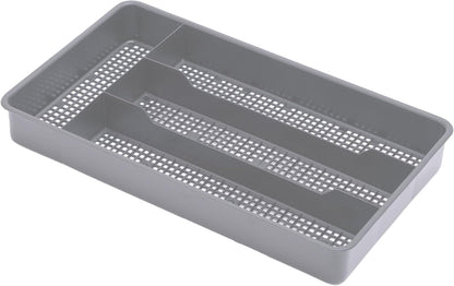 Small Utensil Silverware Kitchen Drawer Organizer, Black | Keeps forks, spoons and flatware neatly separated, Compact fit for shallow drawers, Great for RVs, campers or everyday use
