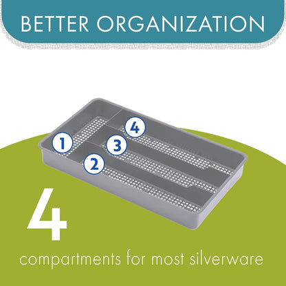 Small Utensil Silverware Kitchen Drawer Organizer, Black | Keeps forks, spoons and flatware neatly separated, Compact fit for shallow drawers, Great for RVs, campers or everyday use