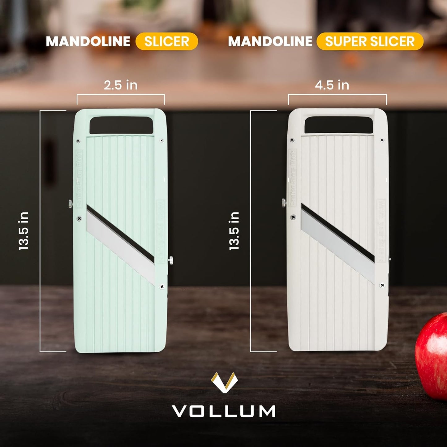 Mandoline Slicer Vegetable Cutter Stainless Steel Blades | Narrow handheld manual food slicer with interchangeable blades for precise, professional-style kitchen prep.