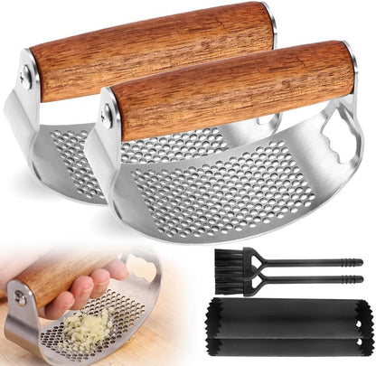 Stainless Steel Garlic Presser, 2025 Upgraded Rocker Professional Garlic Press, Ergonomic Garlic Crusher for Home Kitchen Use, Heavy Duty Mincer Tool Garlic Chopper Garlic Presser Mincer (1)