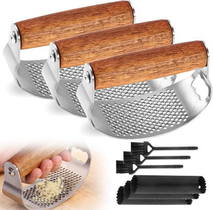 Stainless Steel Garlic Presser, 2025 Upgraded Rocker Professional Garlic Press, Ergonomic Garlic Crusher for Home Kitchen Use, Heavy Duty Mincer Tool Garlic Chopper Garlic Presser Mincer (1)