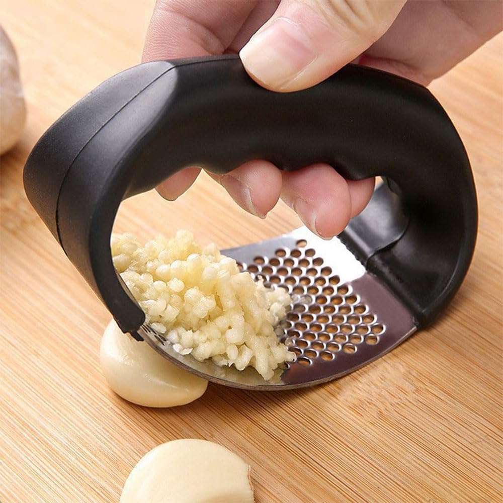 Stainless Steel Garlic Press Rocker, Garlic Press Garlic Crusher Kitchen Garlic Rocker, Easy Squeeze and Clean