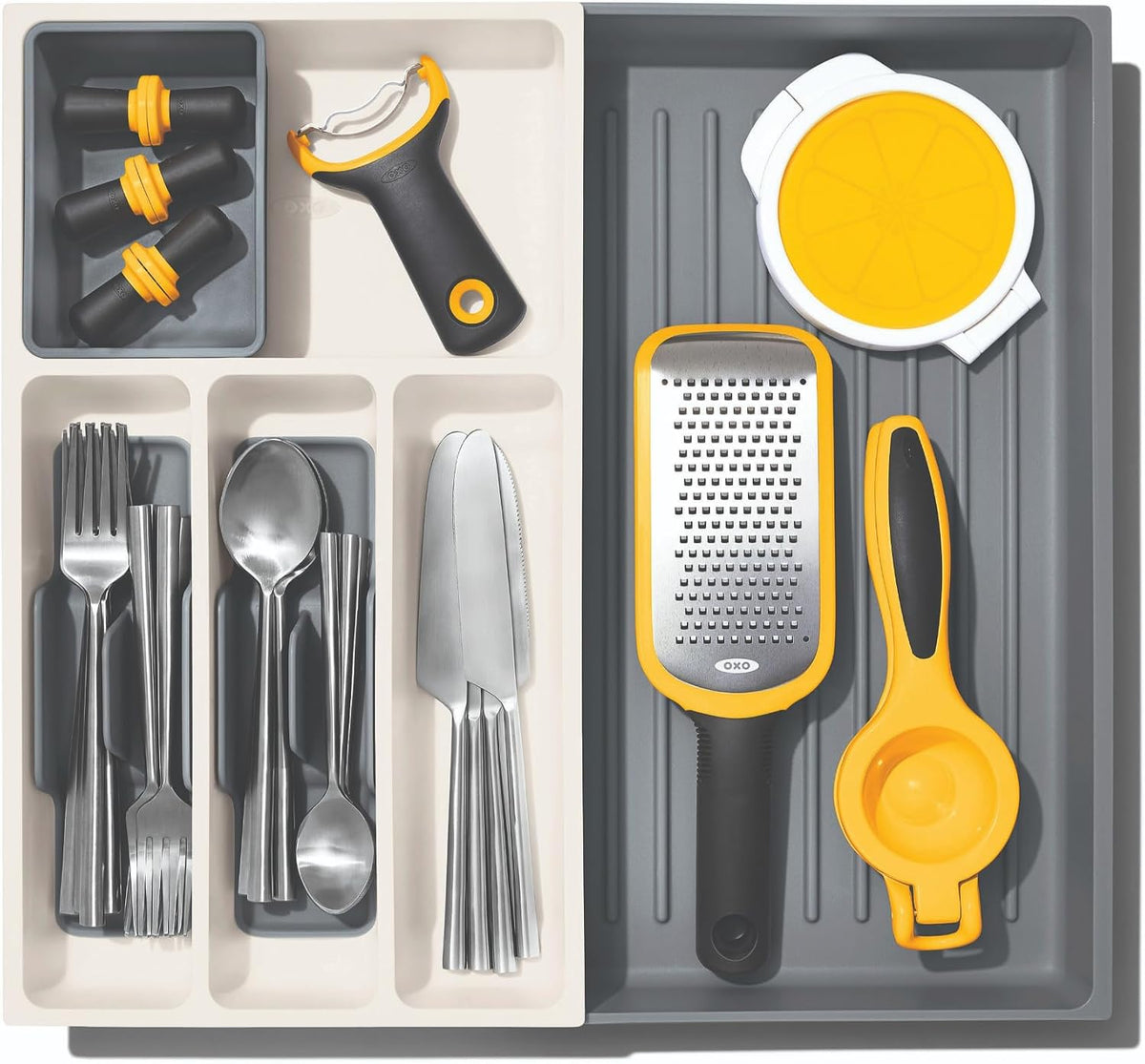 Good Grips Kitchen Drawer, Expandable Utensil Organizer, White