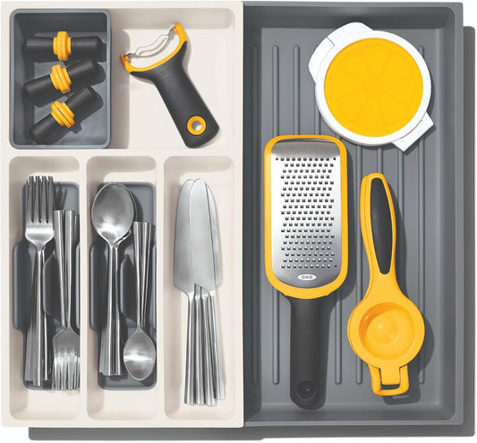 Good Grips Kitchen Drawer, Expandable Utensil Organizer, White