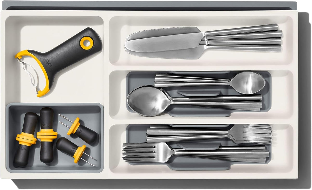 Good Grips Kitchen Drawer, Expandable Utensil Organizer, White