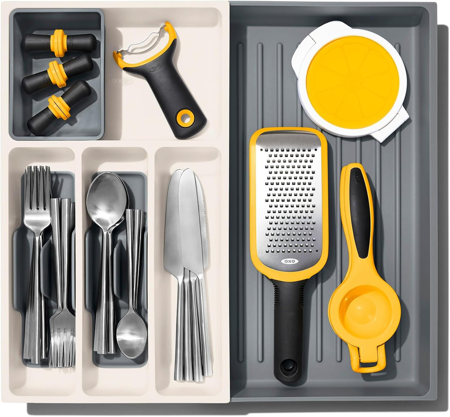 Good Grips Kitchen Drawer, Expandable Utensil Organizer, White