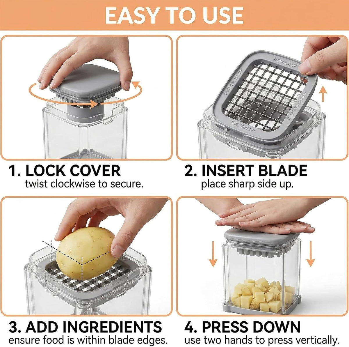 4-In-1 French Fry Cutter,Nterchangeable Blades