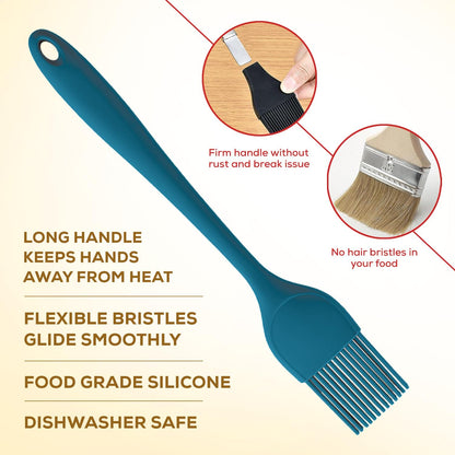 Silicone Basting Brush, Non-Stick, Heat Safe, Shed-Proof Bristles, Turquoise, 1.75-Inches, For Butter, Egg Wash, Glaze, And Baking Prep