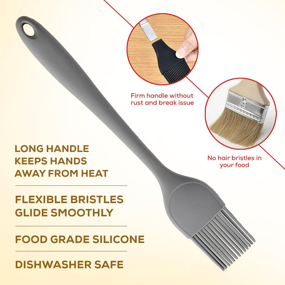 Silicone Basting Brush, Non-Stick, Heat Safe, Shed-Proof Bristles, Turquoise, 1.75-Inches, For Butter, Egg Wash, Glaze, And Baking Prep