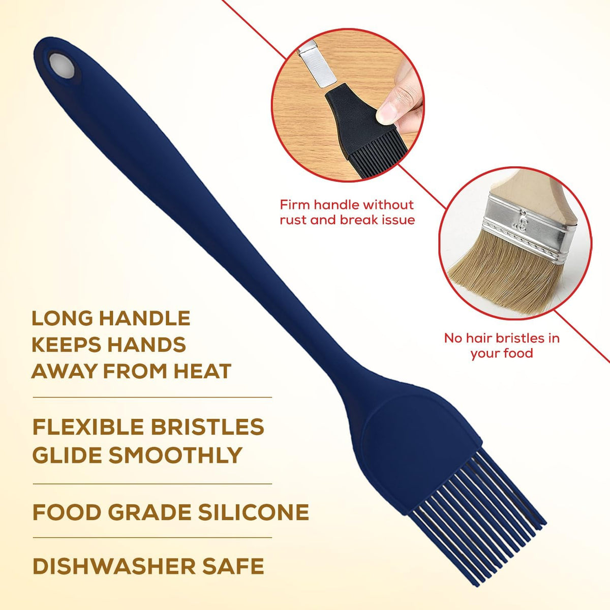 Silicone Basting Brush, Non-Stick, Heat Safe, Shed-Proof Bristles, Turquoise, 1.75-Inches, For Butter, Egg Wash, Glaze, And Baking Prep