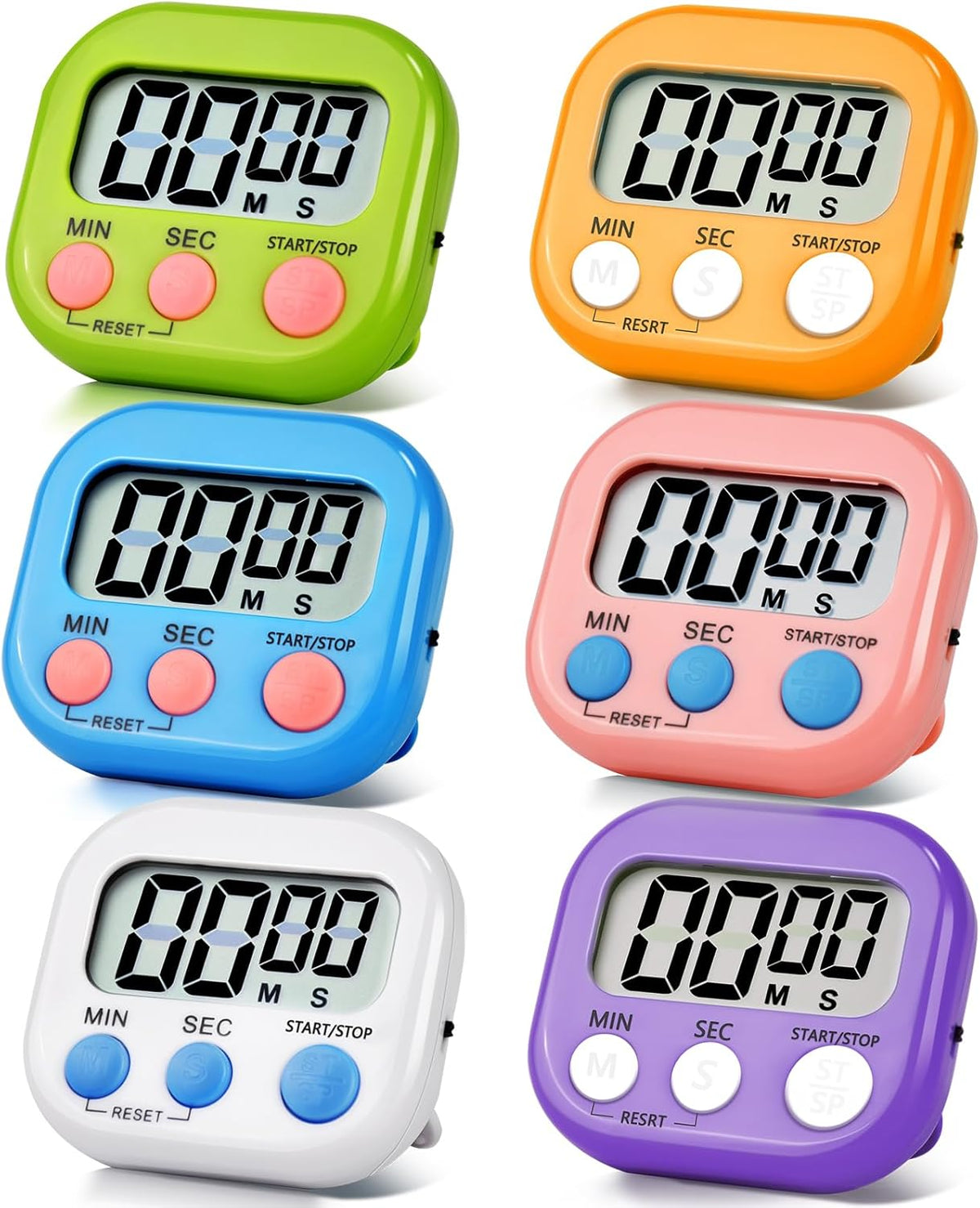 4 Pack Digital Kitchen Timer Magnetic Digital Timer with Big Display Loud Ring Cooking Timers for Kitchen Electronic Timer for Cooking, Game, Gym, Break Time, Classroom (Pink,Blue,Green,Purple, 4)