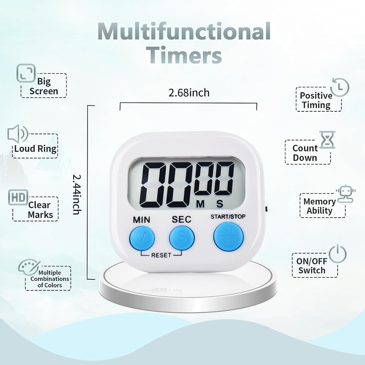 4 Pack Digital Kitchen Timer Magnetic Digital Timer with Big Display Loud Ring Cooking Timers for Kitchen Electronic Timer for Cooking, Game, Gym, Break Time, Classroom (Pink,Blue,Green,Purple, 4)