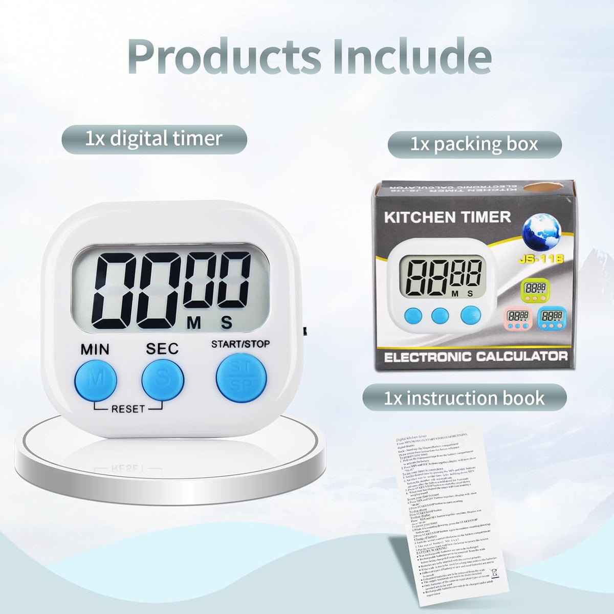 4 Pack Digital Kitchen Timer Magnetic Digital Timer with Big Display Loud Ring Cooking Timers for Kitchen Electronic Timer for Cooking, Game, Gym, Break Time, Classroom (Pink,Blue,Green,Purple, 4)