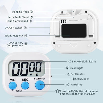 4 Pack Digital Kitchen Timer Magnetic Digital Timer with Big Display Loud Ring Cooking Timers for Kitchen Electronic Timer for Cooking, Game, Gym, Break Time, Classroom (Pink,Blue,Green,Purple, 4)