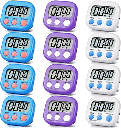 4 Pack Digital Kitchen Timer Magnetic Digital Timer with Big Display Loud Ring Cooking Timers for Kitchen Electronic Timer for Cooking, Game, Gym, Break Time, Classroom (Pink,Blue,Green,Purple, 4)