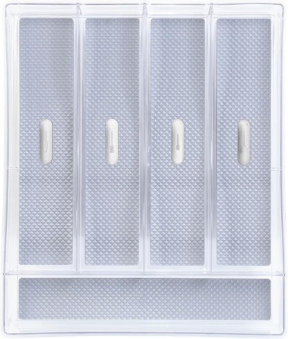 Glad Silverware & Utensil Drawer Organizer - Divided Clear Plastic Storage Tray with 5 Compartments for Kitchen Flatware and Cutlery - BPA Free, Food Safe, Non Slip, 11x13 inches