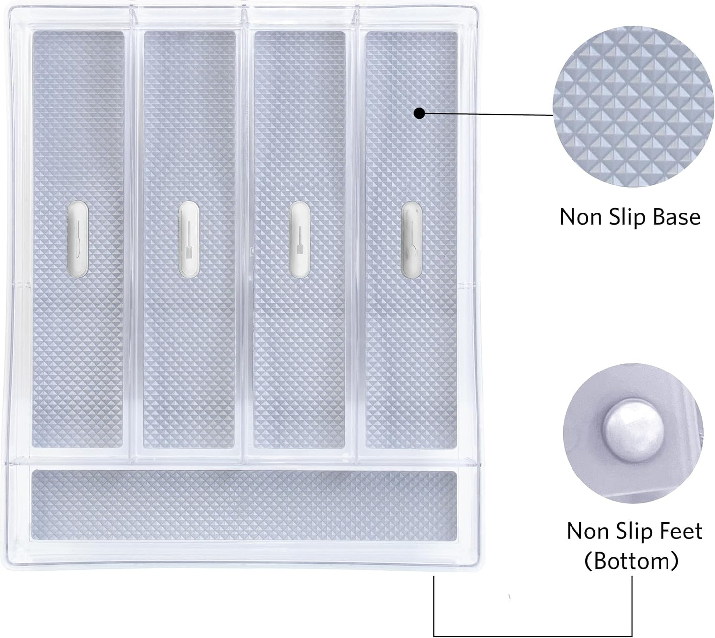 Glad Silverware & Utensil Drawer Organizer - Divided Clear Plastic Storage Tray with 5 Compartments for Kitchen Flatware and Cutlery - BPA Free, Food Safe, Non Slip, 11x13 inches