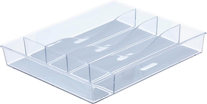 Glad Silverware & Utensil Drawer Organizer - Divided Clear Plastic Storage Tray with 5 Compartments for Kitchen Flatware and Cutlery - BPA Free, Food Safe, Non Slip, 11x13 inches