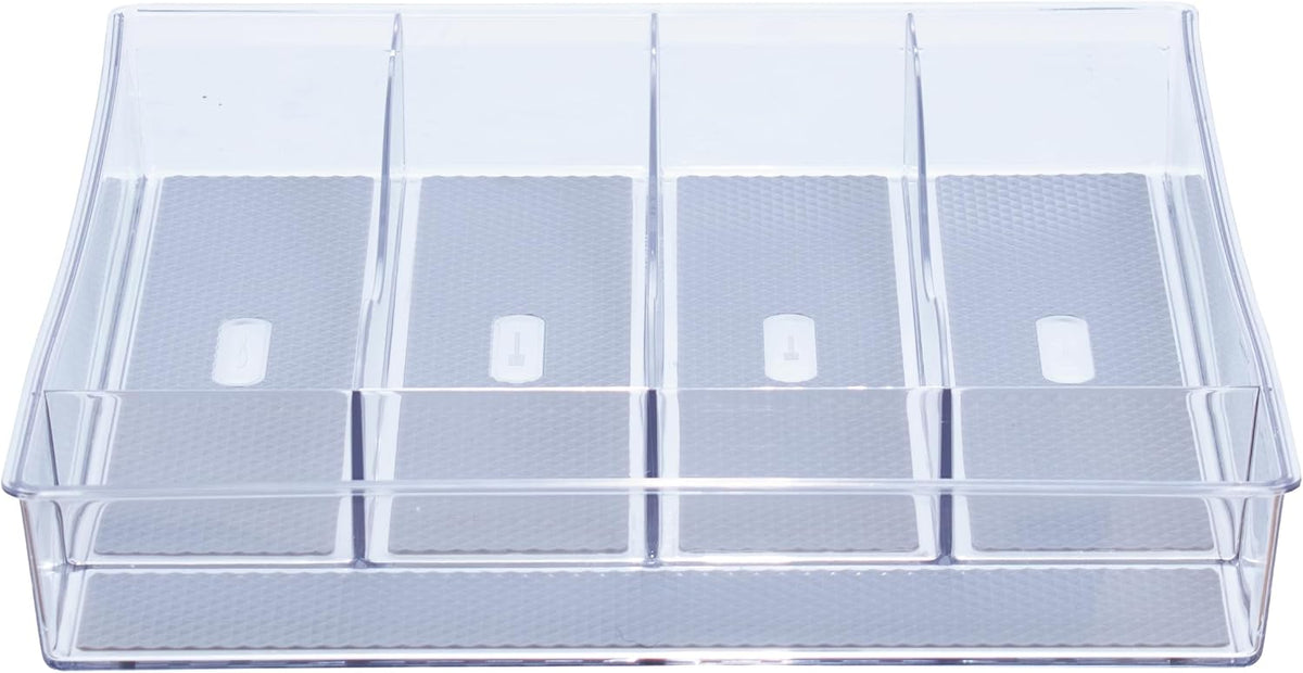 Glad Silverware & Utensil Drawer Organizer - Divided Clear Plastic Storage Tray with 5 Compartments for Kitchen Flatware and Cutlery - BPA Free, Food Safe, Non Slip, 11x13 inches