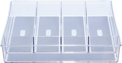 Glad Silverware & Utensil Drawer Organizer - Divided Clear Plastic Storage Tray with 5 Compartments for Kitchen Flatware and Cutlery - BPA Free, Food Safe, Non Slip, 11x13 inches