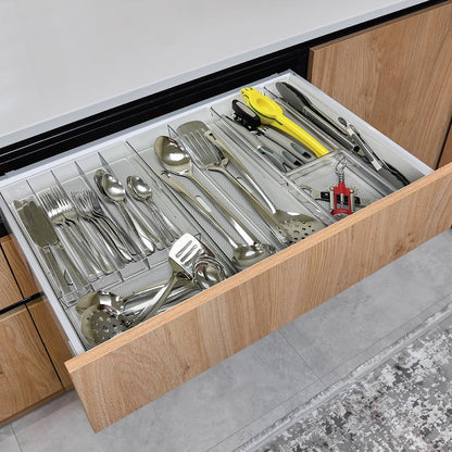 Glad Silverware & Utensil Drawer Organizer - Divided Clear Plastic Storage Tray with 5 Compartments for Kitchen Flatware and Cutlery - BPA Free, Food Safe, Non Slip, 11x13 inches