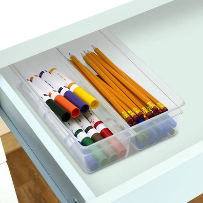 Glad Silverware & Utensil Drawer Organizer - Divided Clear Plastic Storage Tray with 5 Compartments for Kitchen Flatware and Cutlery - BPA Free, Food Safe, Non Slip, 11x13 inches