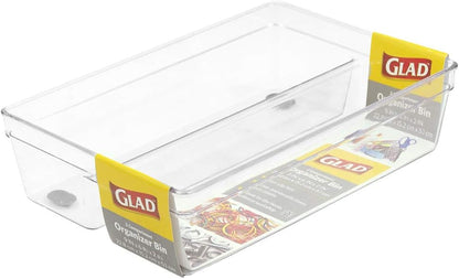 Glad Silverware & Utensil Drawer Organizer - Divided Clear Plastic Storage Tray with 5 Compartments for Kitchen Flatware and Cutlery - BPA Free, Food Safe, Non Slip, 11x13 inches