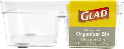 Glad Silverware & Utensil Drawer Organizer - Divided Clear Plastic Storage Tray with 5 Compartments for Kitchen Flatware and Cutlery - BPA Free, Food Safe, Non Slip, 11x13 inches
