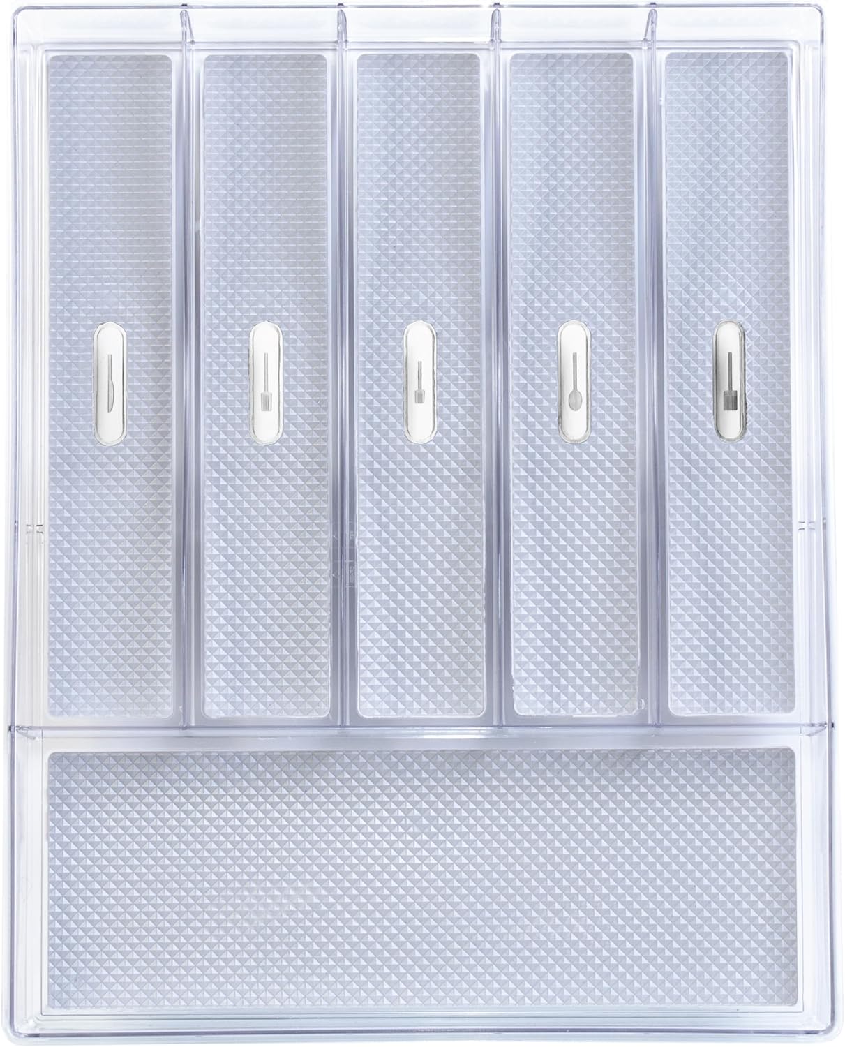 Glad Silverware & Utensil Drawer Organizer - Divided Clear Plastic Storage Tray with 5 Compartments for Kitchen Flatware and Cutlery - BPA Free, Food Safe, Non Slip, 11x13 inches
