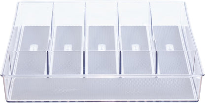 Glad Silverware & Utensil Drawer Organizer - Divided Clear Plastic Storage Tray with 5 Compartments for Kitchen Flatware and Cutlery - BPA Free, Food Safe, Non Slip, 11x13 inches