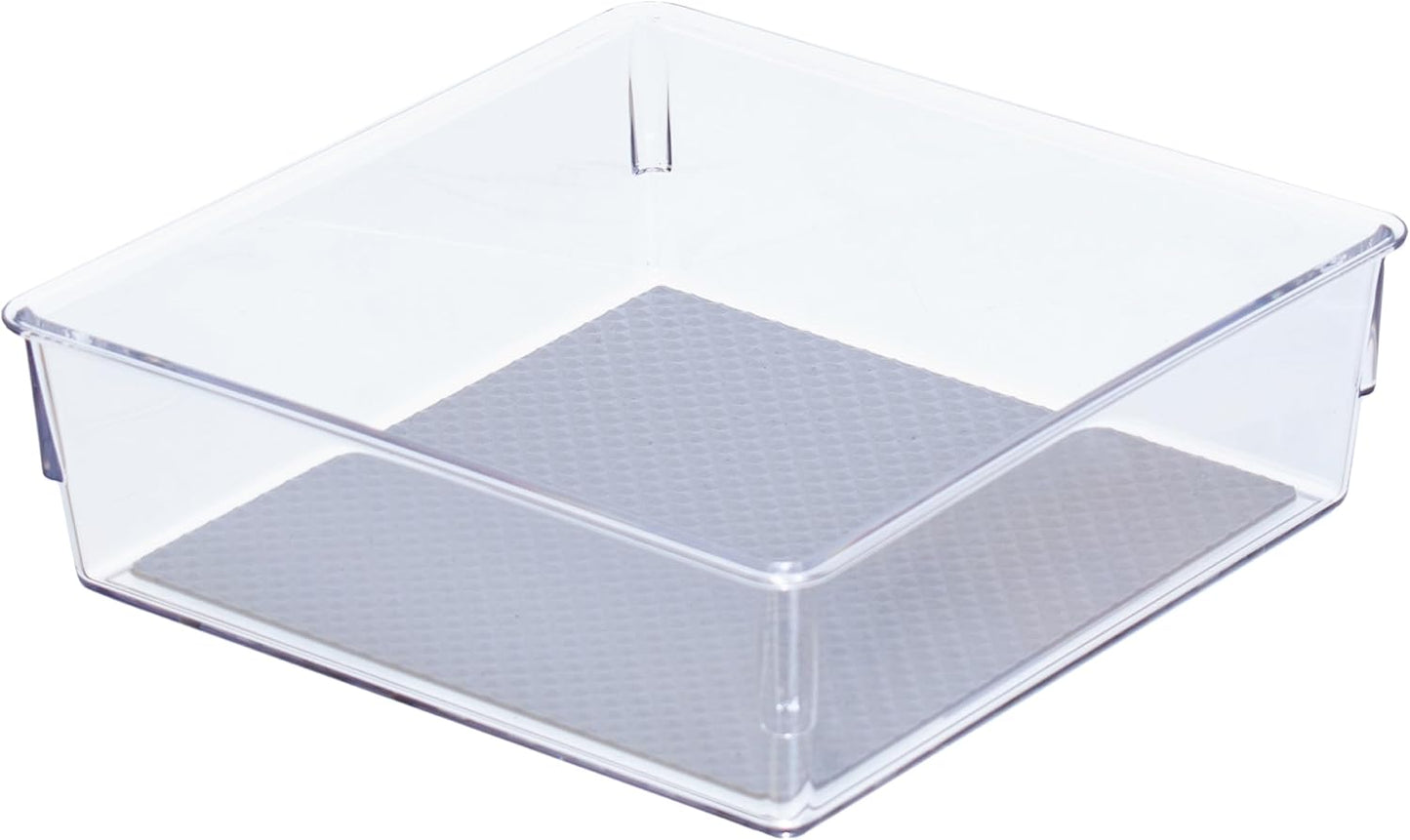 Glad Silverware & Utensil Drawer Organizer - Divided Clear Plastic Storage Tray with 5 Compartments for Kitchen Flatware and Cutlery - BPA Free, Food Safe, Non Slip, 11x13 inches