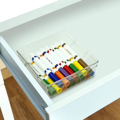 Glad Silverware & Utensil Drawer Organizer - Divided Clear Plastic Storage Tray with 5 Compartments for Kitchen Flatware and Cutlery - BPA Free, Food Safe, Non Slip, 11x13 inches