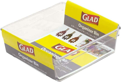 Glad Silverware & Utensil Drawer Organizer - Divided Clear Plastic Storage Tray with 5 Compartments for Kitchen Flatware and Cutlery - BPA Free, Food Safe, Non Slip, 11x13 inches