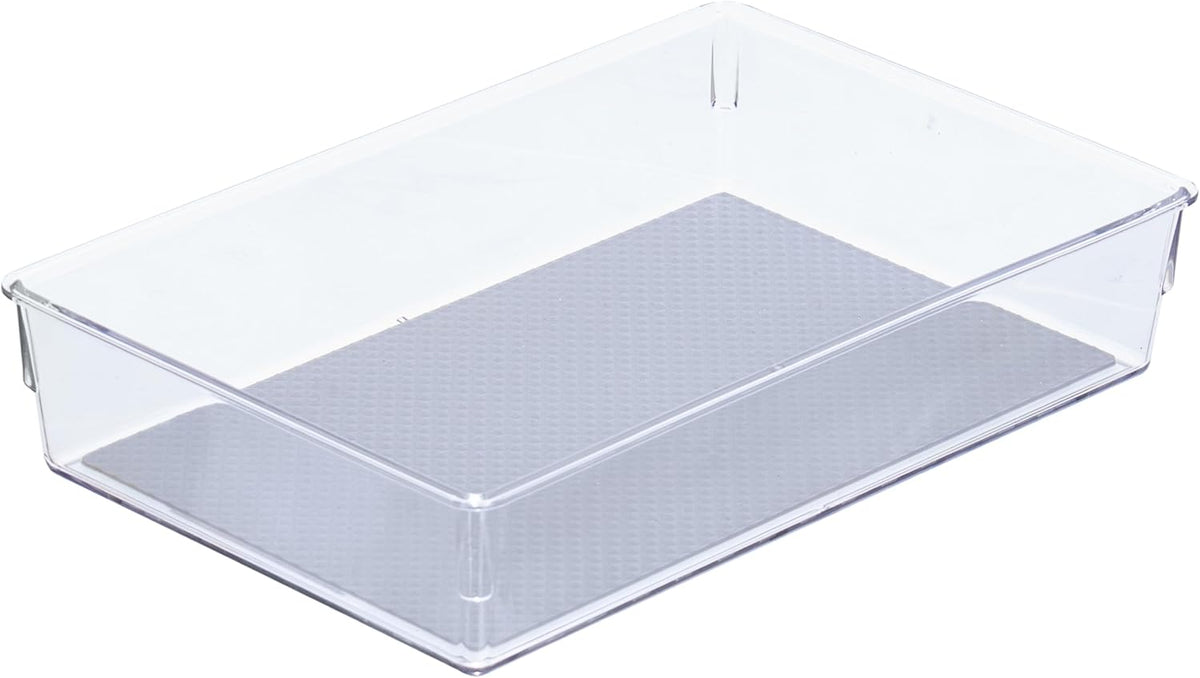 Glad Silverware & Utensil Drawer Organizer - Divided Clear Plastic Storage Tray with 5 Compartments for Kitchen Flatware and Cutlery - BPA Free, Food Safe, Non Slip, 11x13 inches