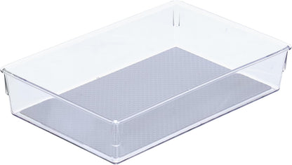 Glad Silverware & Utensil Drawer Organizer - Divided Clear Plastic Storage Tray with 5 Compartments for Kitchen Flatware and Cutlery - BPA Free, Food Safe, Non Slip, 11x13 inches