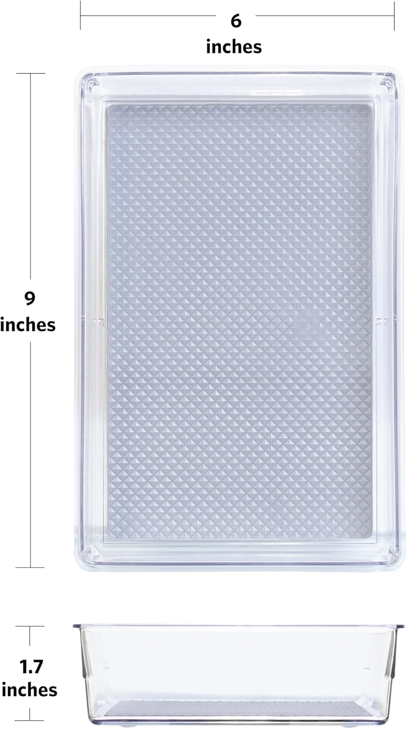 Glad Silverware & Utensil Drawer Organizer - Divided Clear Plastic Storage Tray with 5 Compartments for Kitchen Flatware and Cutlery - BPA Free, Food Safe, Non Slip, 11x13 inches