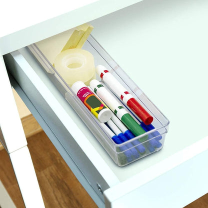 Glad Silverware & Utensil Drawer Organizer - Divided Clear Plastic Storage Tray with 5 Compartments for Kitchen Flatware and Cutlery - BPA Free, Food Safe, Non Slip, 11x13 inches